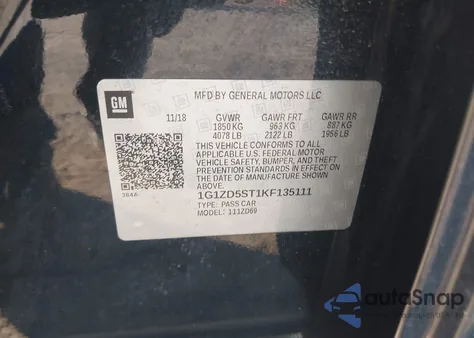 2019 Chevrolet Malibu Lt from USA, damaged, VIN 1G1ZD5ST1KF135111